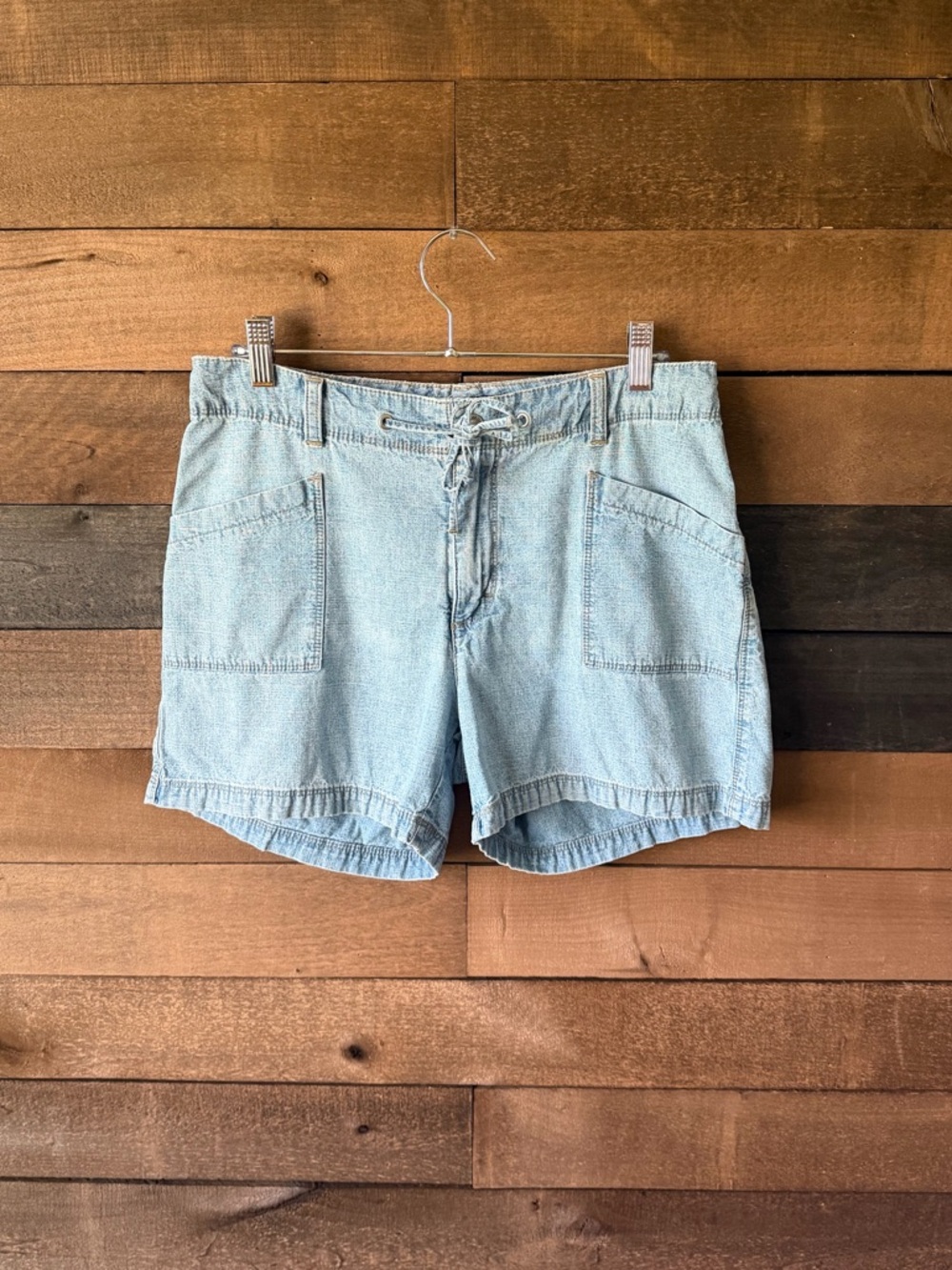 Vintage Light Blue Denim Drawstring Women’s Shorts